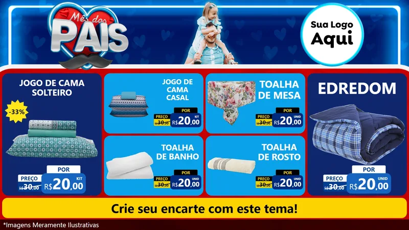 Modelo de TV para TV Horizontal com o tema Mês Dos Pais para Cama, Mesa e Banho