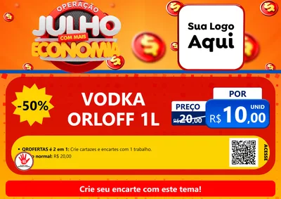 Modelo de Cartaz para Cartaz A4 Horizontal com o tema Operação Julho Com Mais Economia para Distribuidora de bebidas