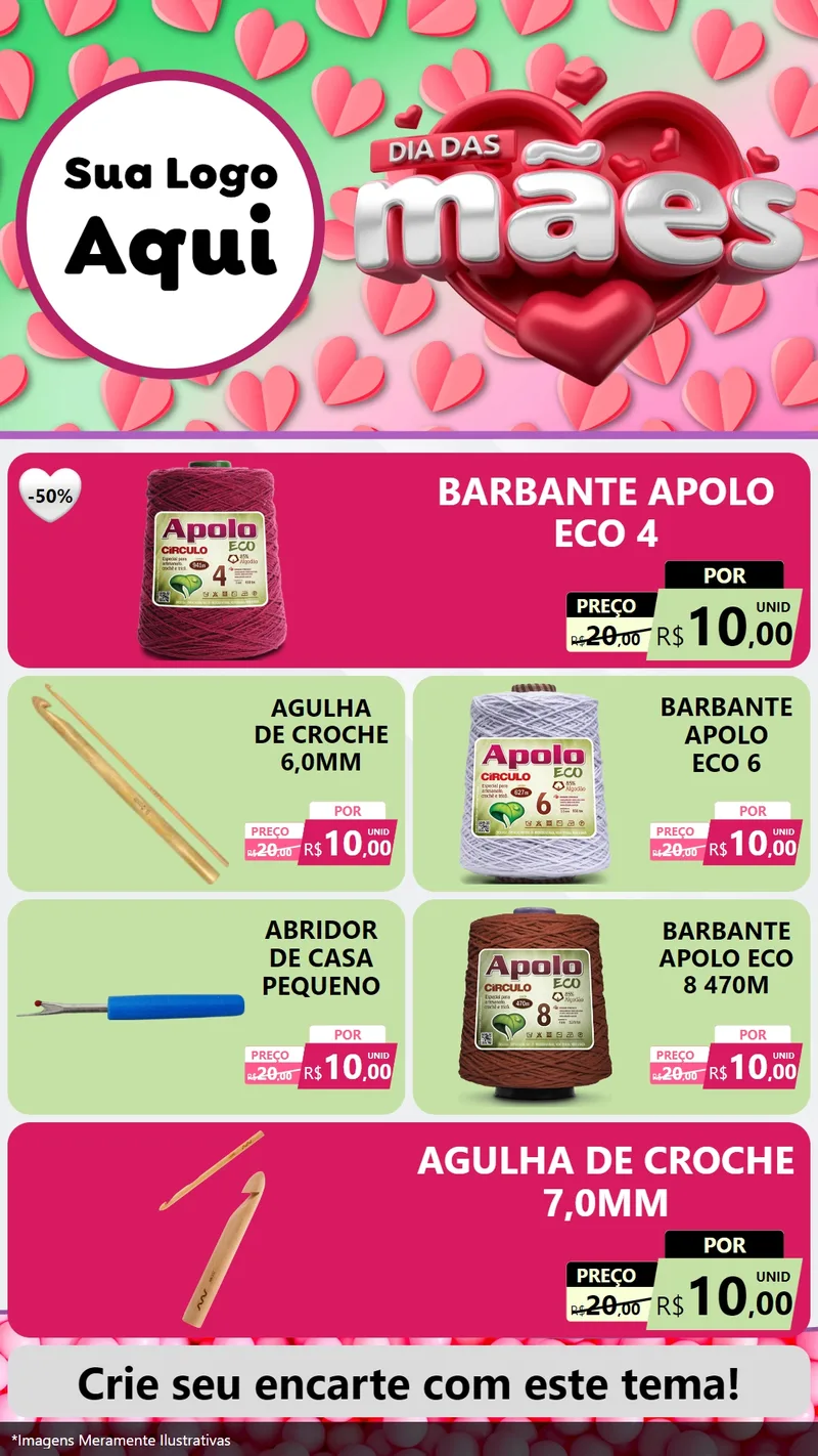 Modelo de TV para TV Vertical com o tema Dia das Mães para Armarinho e Aviamentos