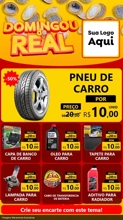 Modelo de Rede Social para Stories com o tema Domingou do Real para Auto peças
