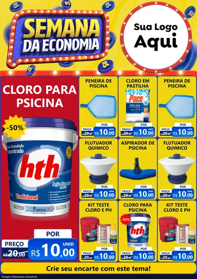 Modelo de Encarte para Encarte A4 Vertical com o tema Semana da Economia para Produtos para Piscina