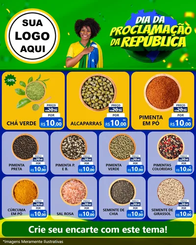 Modelo de Rede Social para Feed Instagram com o tema Dia Da Proclamação Da República para Produtos Naturais
