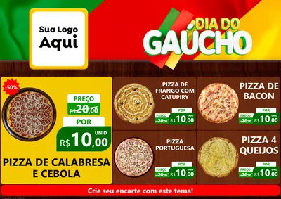 Modelo de Encarte para Encarte A4 Horizontal com o tema Dia do Gaúcho para Pizzaria