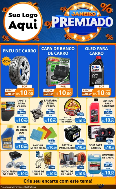 Modelo de Encarte para Encarte Grande com o tema Janeiro Premiado para Auto peças