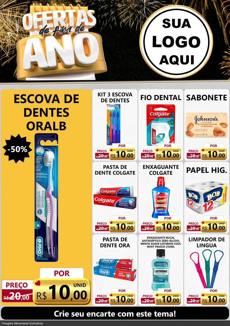 Modelo de Encarte para Encarte A4 Vertical com o tema Ofertas de Fim de Ano para Higiene Pessoal