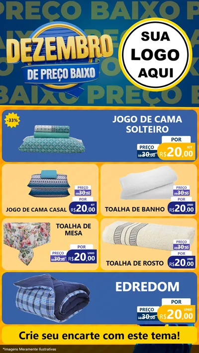 Modelo de TV para TV Vertical com o tema Dezembro de Preço Baixo para Cama, Mesa e Banho