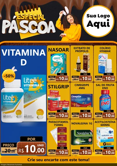 Modelo de Encarte para Encarte A4 Vertical com o tema Especial Páscoa para Farmácia