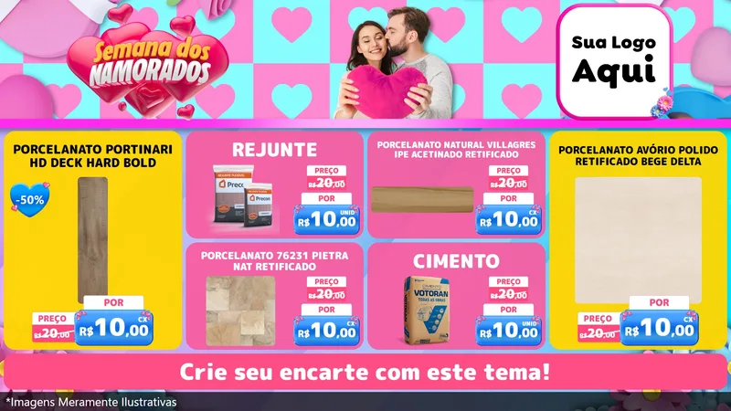 Modelo de TV para TV Horizontal com o tema Semana dos Namorados para Pisos e revestimentos