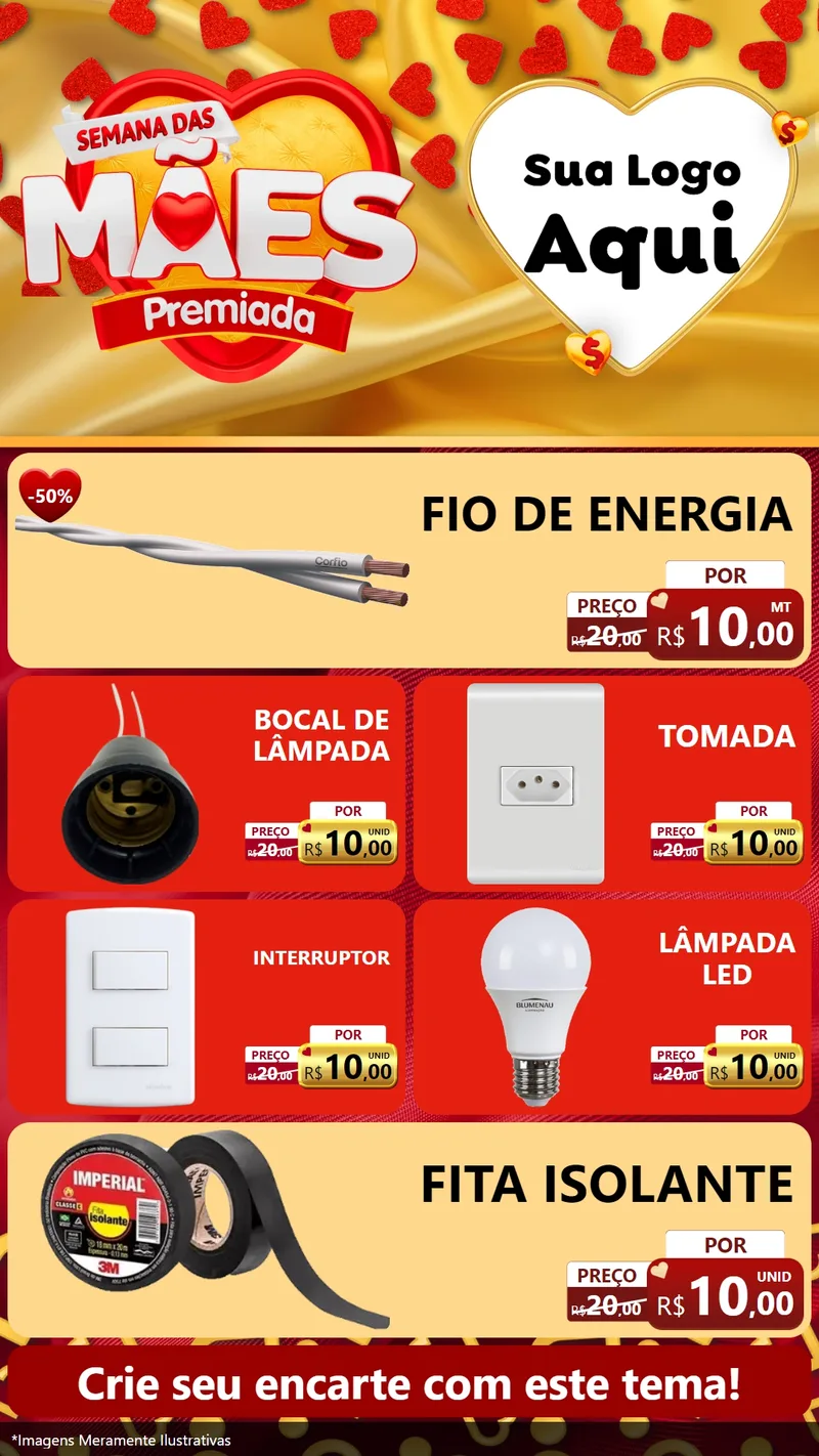 Modelo de TV para TV Vertical com o tema Semana das Mães Premiada para Materiais Elétricos