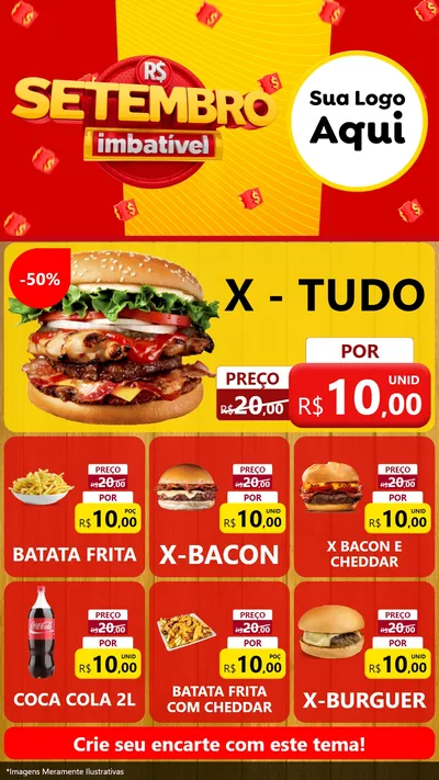 Modelo de Rede Social para Stories com o tema Setembro Imbatível para Hamburgueria