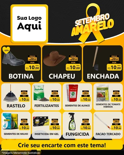 Modelo de Rede Social para Feed Instagram com o tema Setembro Amarelo para Agropecuária