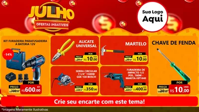 Modelo de TV para TV Horizontal com o tema Julho Ofertas Imbatíveis para Maquinas e Ferramentas