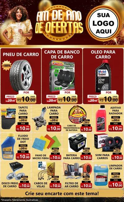 Modelo de Encarte para Encarte Grande com o tema Fim de Ano de Ofertas para Auto peças