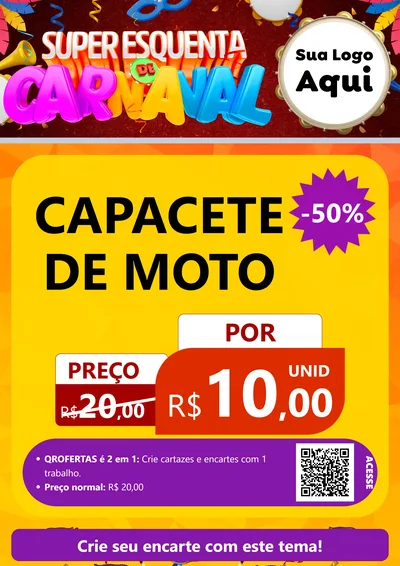 Modelo de Cartaz para Cartaz A4 Vertical com o tema Super Esquenta de Carnaval para Moto peças