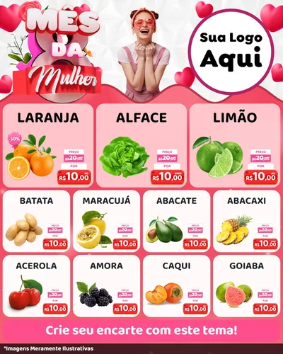 Modelo de Rede Social para Feed Instagram com o tema Mês da Mulher para Hortifrúti