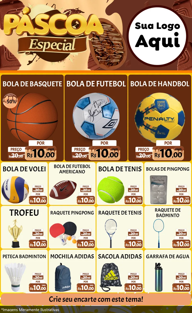 Modelo de Encarte para Encarte Grande com o tema Páscoa Especial para Artigos Esportivos