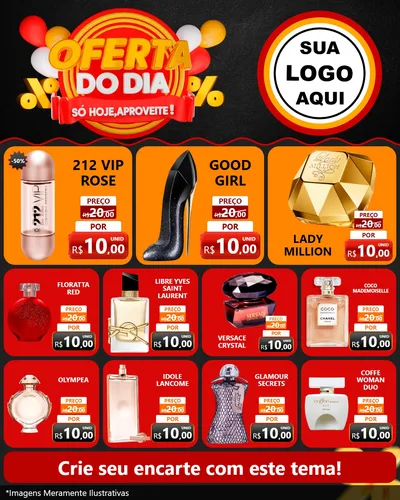 Modelo de Rede Social para Feed Instagram com o tema Oferta do Dia - Só hoje, Aproveite! para Perfumes