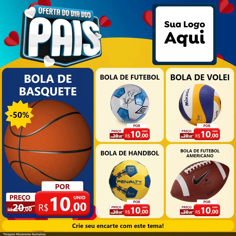 Modelo de Rede Social para Feed Facebook com o tema Oferta Do Dia Dos Pais para Artigos Esportivos