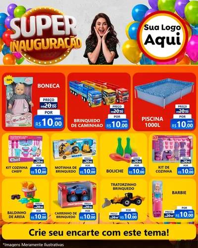 Modelo de Rede Social para Feed Instagram com o tema Super Inauguração para Brinquedos