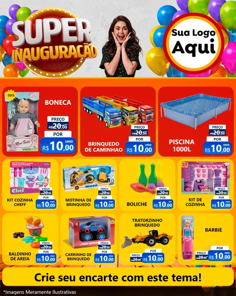 Modelo de Rede Social para Feed Instagram com o tema Super Inauguração para Brinquedos