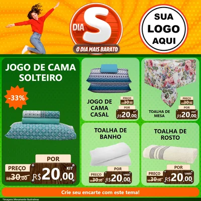 Modelo de Rede Social para Feed Facebook com o tema Dia S - O Dia Mais Barato para Cama, Mesa e Banho