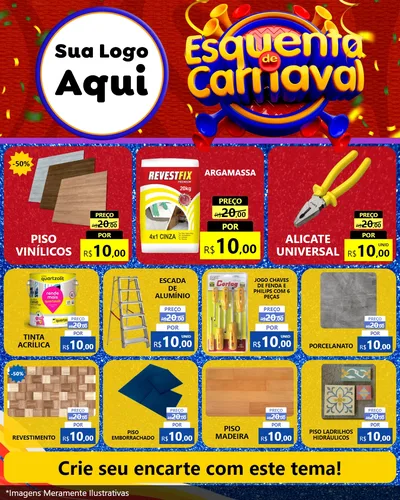 Modelo de Rede Social para Feed Instagram com o tema Esquenta de Carnaval para Material para Construção