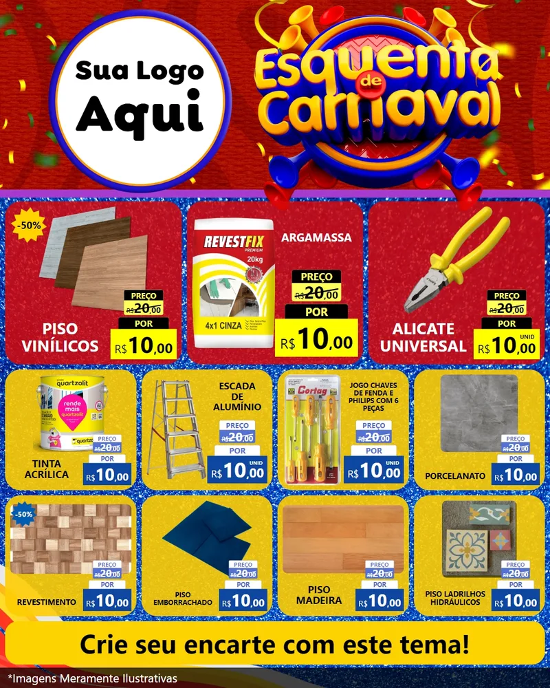 Modelo de Rede Social para Feed Instagram com o tema Esquenta de Carnaval para Material para Construção