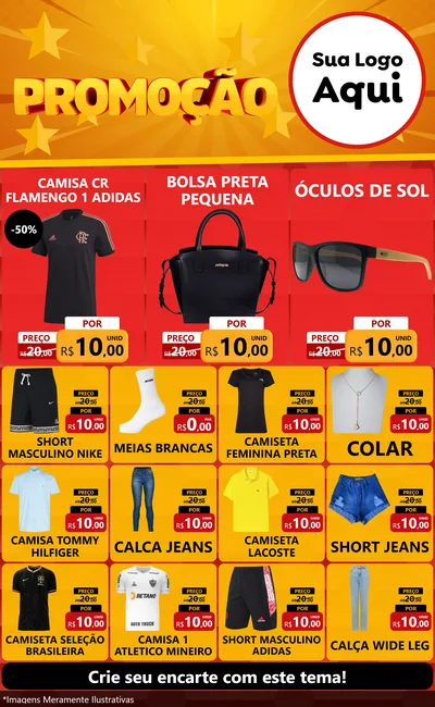 Modelo de Encarte para Encarte Grande com o tema Promoção para Roupas e acessórios