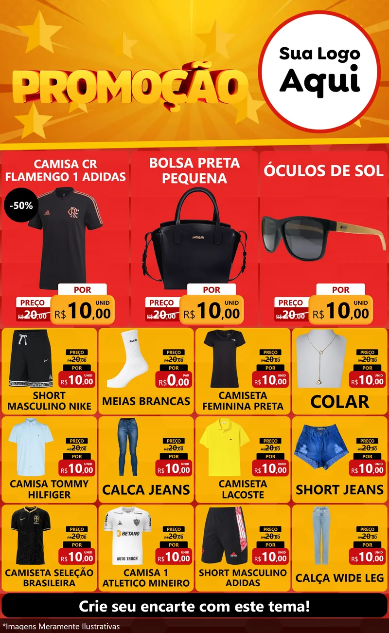 Modelo de Encarte para Encarte Grande com o tema Promoção para Roupas e acessórios