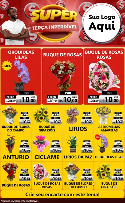 Modelo de Encarte para Encarte Grande com o tema Super Terça Imperdível para Floricultura e jardim