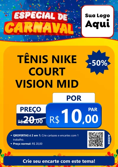 Modelo de Cartaz para Cartaz A4 Vertical com o tema Especial de Carnaval para Calçados