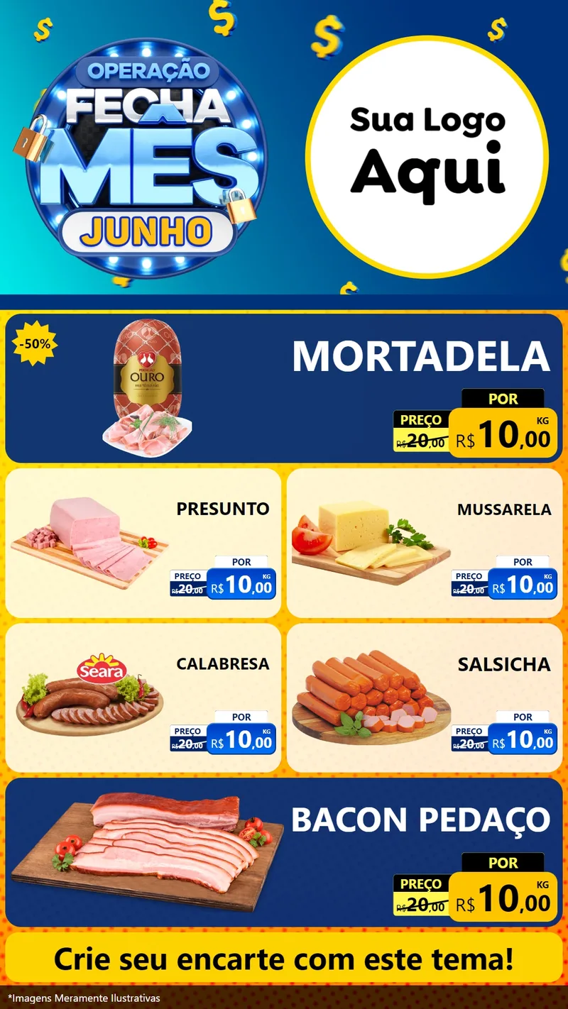 Modelo de TV para TV Vertical com o tema Operação Fecha Mês, Junho para Frios e Laticínios