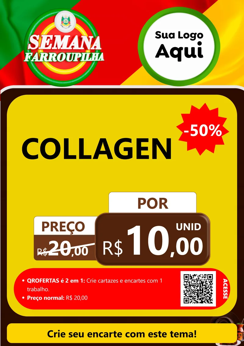 Modelo de Cartaz para Cartaz A4 Vertical com o tema Semana Farroupilha para Suplementos alimentares
