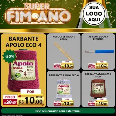 Modelo de Rede Social para Feed Facebook com o tema Super Fim de Ano para Armarinho e Aviamentos