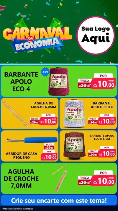 Modelo de TV para TV Vertical com o tema Carnaval da Economia para Armarinho e Aviamentos