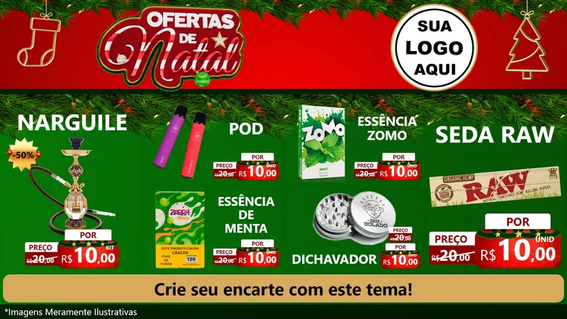 Modelo de TV para TV Horizontal com o tema Ofertas de Natal para Tabacaria