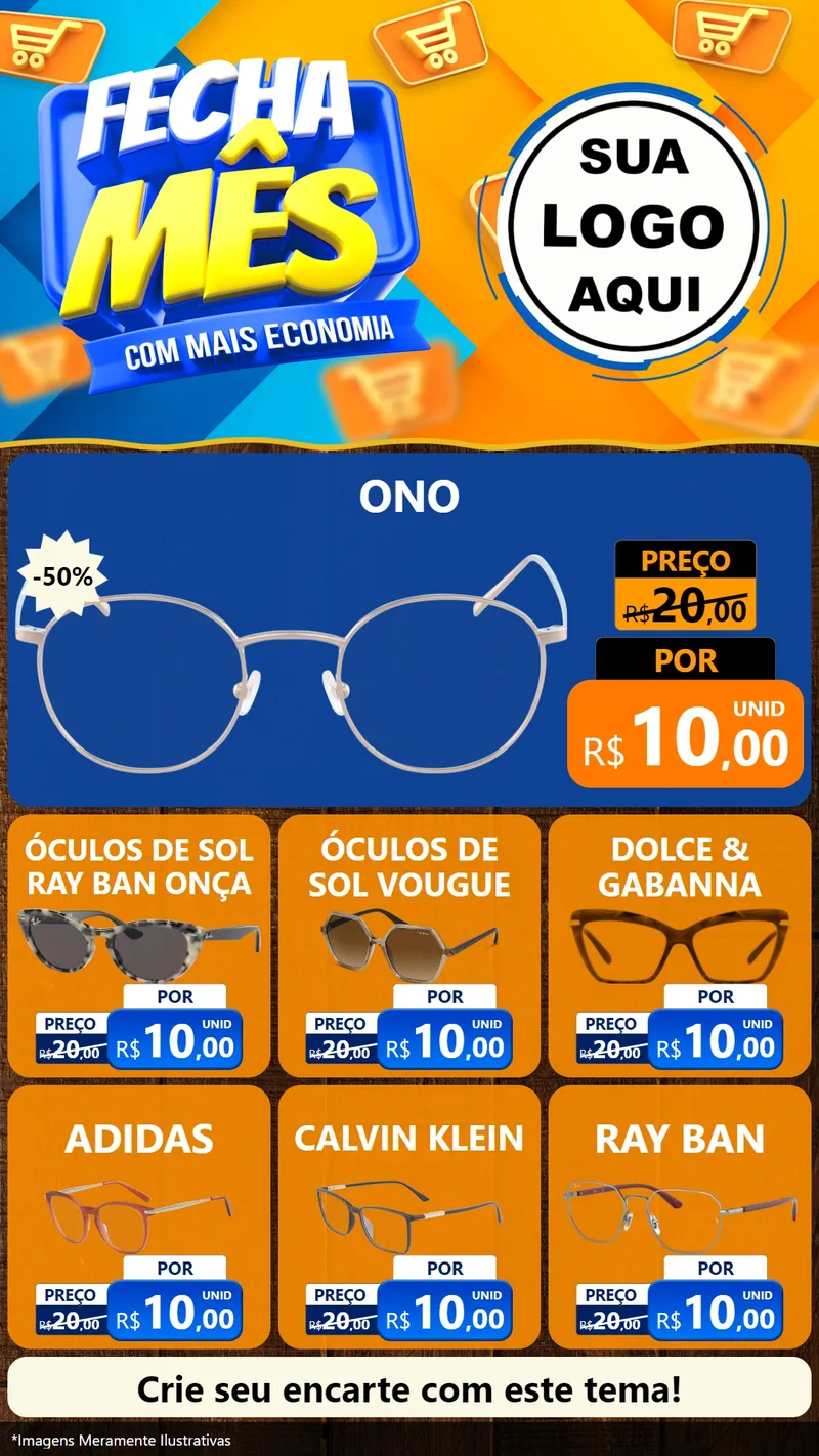 Modelo de Rede Social para Stories com o tema Fecha Mês Com Mais Economia para Óticas