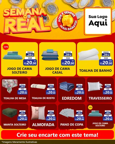 Modelo de Rede Social para Feed Instagram com o tema Semana do Real para Cama, Mesa e Banho