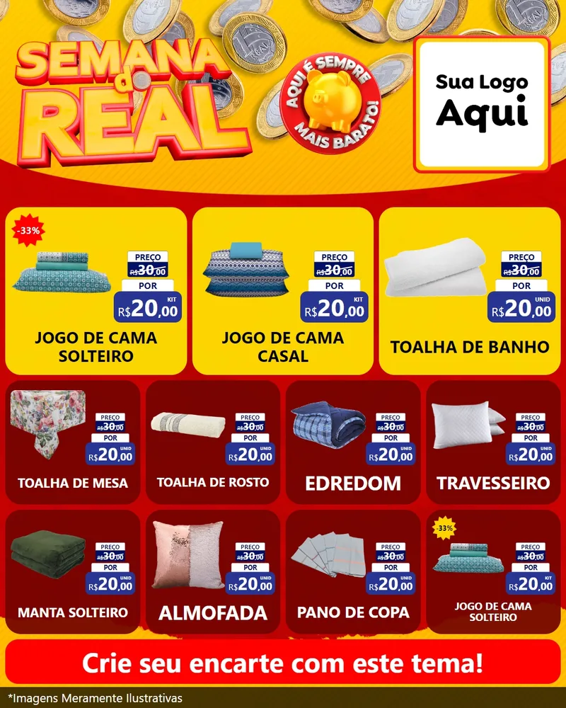 Modelo de Rede Social para Feed Instagram com o tema Semana do Real para Cama, Mesa e Banho