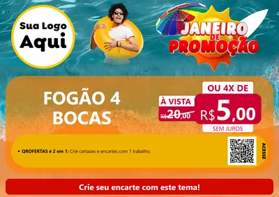 Modelo de Cartaz para Cartaz A4 Horizontal com o tema Janeiro de Promoção para Móveis e Eletro