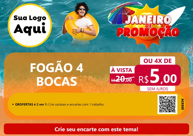 Modelo de Cartaz para Cartaz A4 Horizontal com o tema Janeiro de Promoção para Móveis e Eletro
