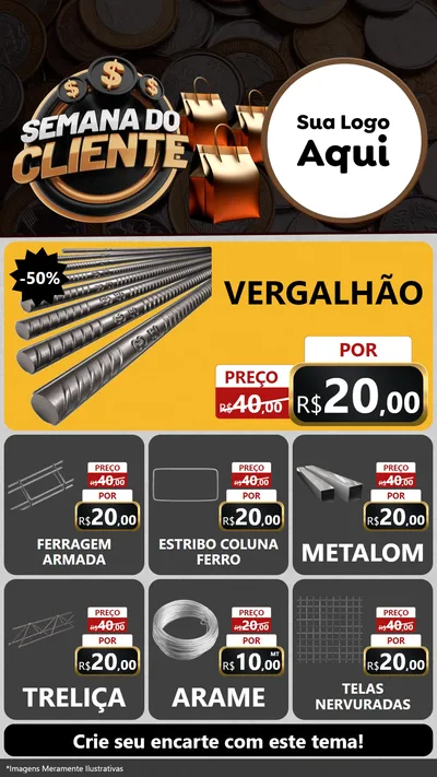 Modelo de Rede Social para Stories com o tema Semana do Cliente para Ferragens