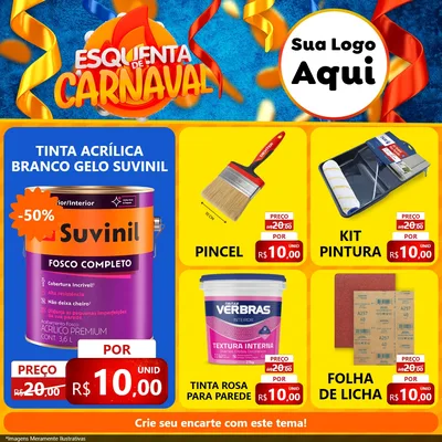 Modelo de Rede Social para Feed Facebook com o tema Esquenta de Carnaval para Tintas e Ferramentas