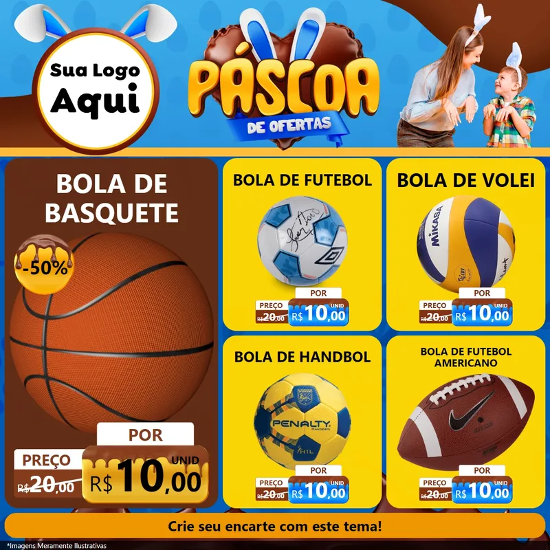 Modelo de Rede Social para Feed Facebook com o tema Páscoa de Ofertas para Artigos Esportivos