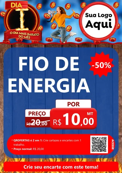 Modelo de Cartaz para Cartaz A4 Vertical com o tema Dia I - O Dia Mais Barato Do Mês para Materiais Elétricos