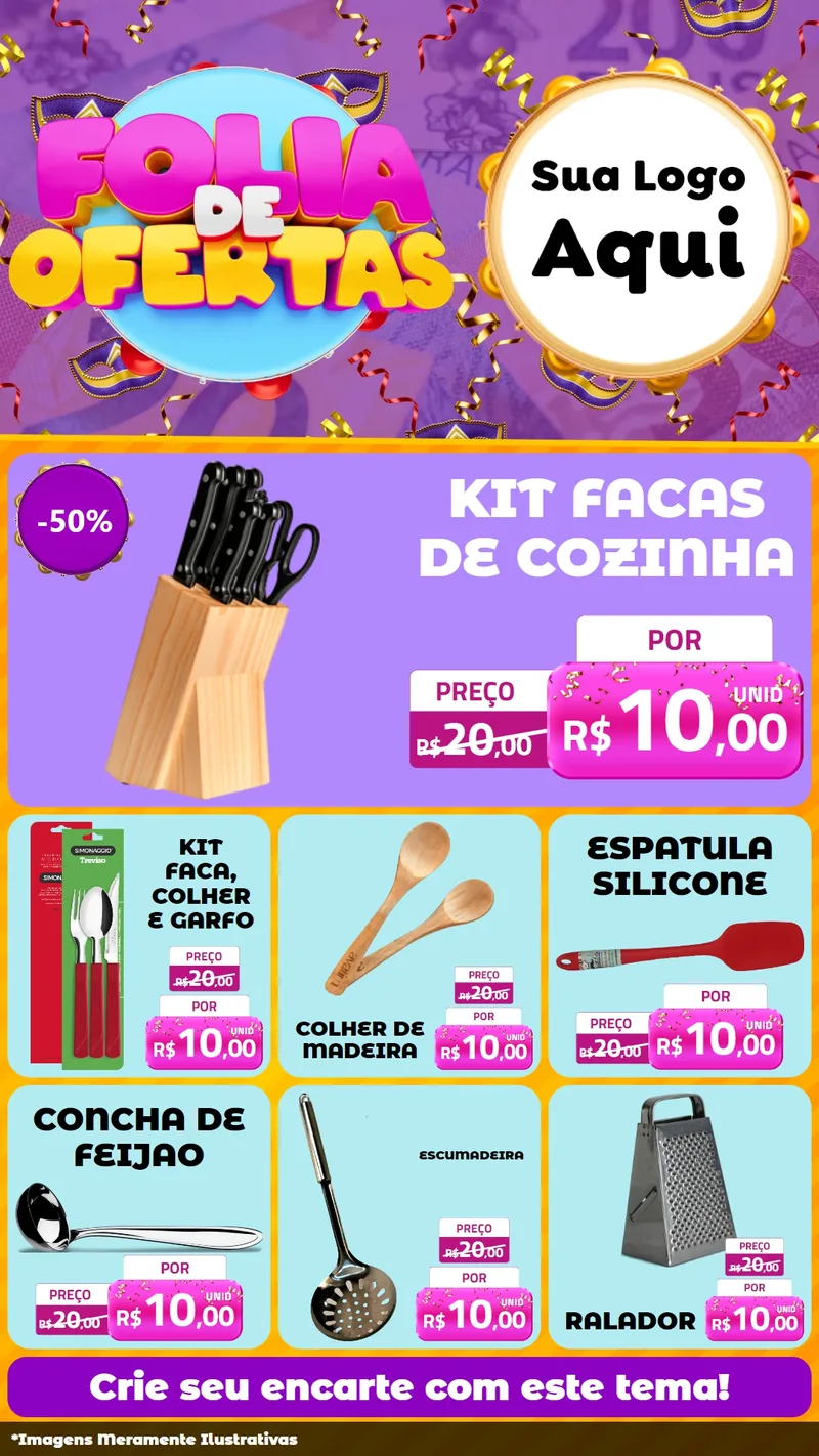 Modelo de Rede Social para Stories com o tema Folia de Ofertas para Utilidades Domésticas
