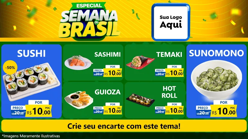Modelo de TV para TV Horizontal com o tema Especial Semana do Brasil para Comida japonesa