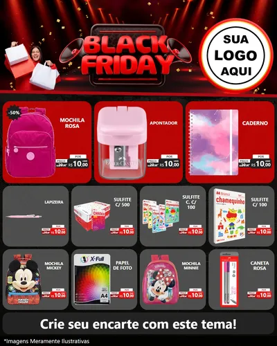Modelo de Rede Social para Feed Instagram com o tema Black Friday para Papelaria