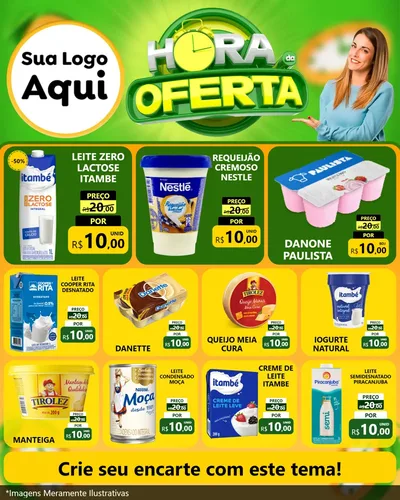 Modelo de Rede Social para Feed Instagram com o tema Hora da Oferta para Frios e Laticínios