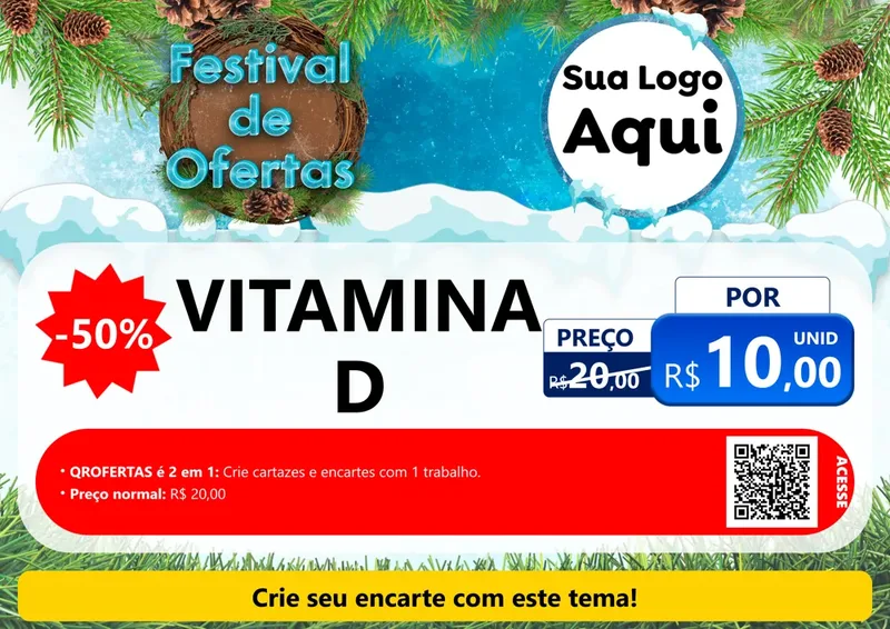 Modelo de Cartaz para Cartaz A4 Horizontal com o tema Festival de Ofertas - Inverno para Farmácia